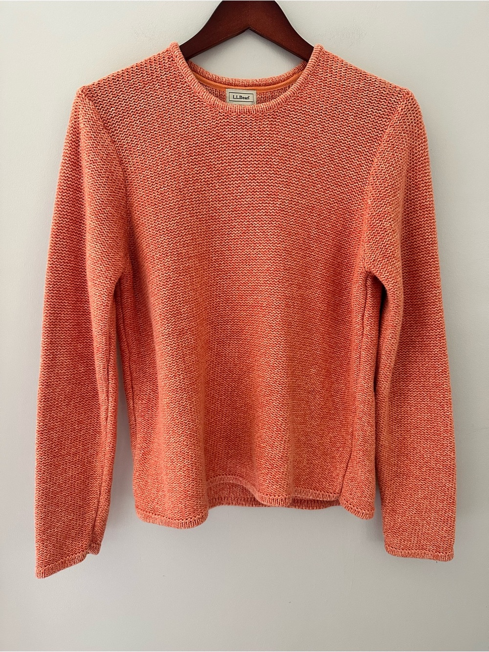 L.L.Bean Women's Knit Crewneck 100% Cotton Sweater - Orange